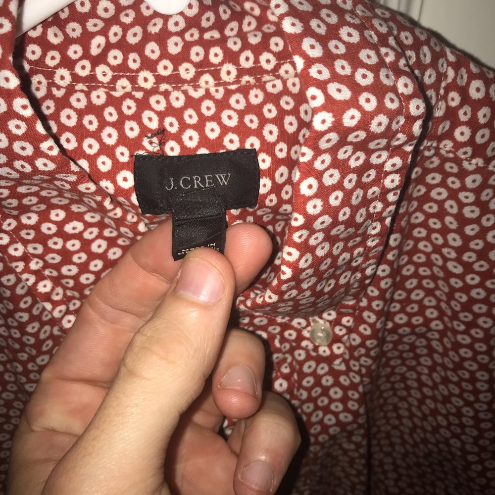 Medium Red Casual Button Down With White Circles - image 2